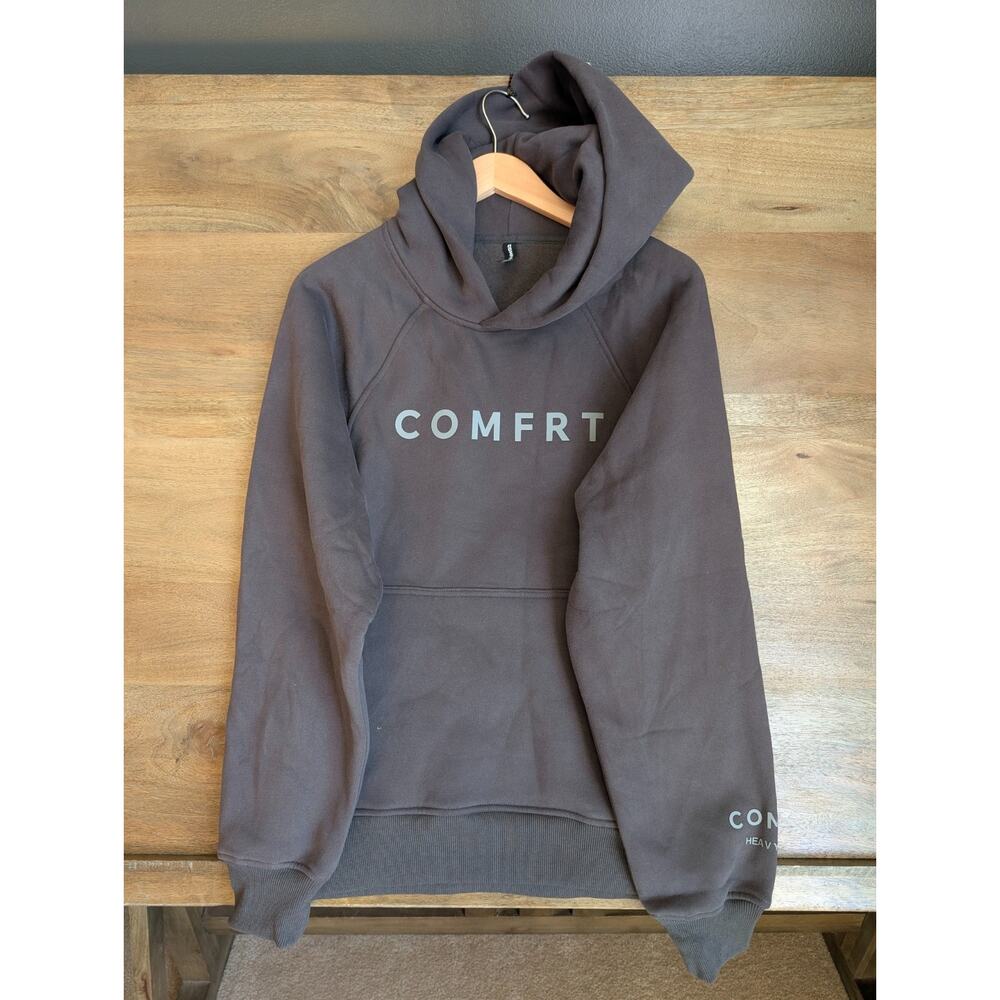 Comfrt Hoodie Men XS Dark Gray Fleece Lined Heavyweight Long Sleeve Pullover NWT